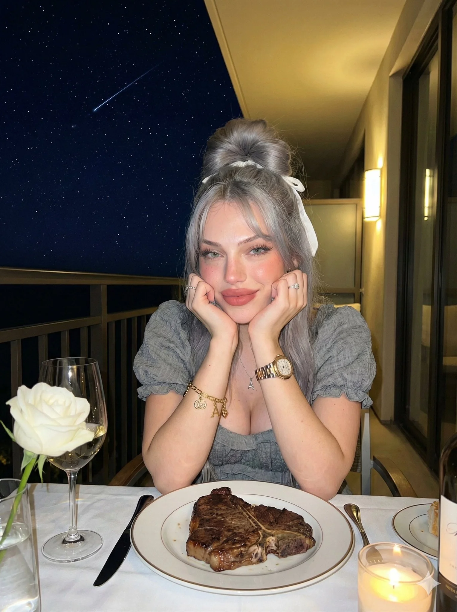 Original adult fictional Grok AI Girlfriend direction: The dinner conversationalist